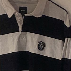 black and white striped collard shirt
